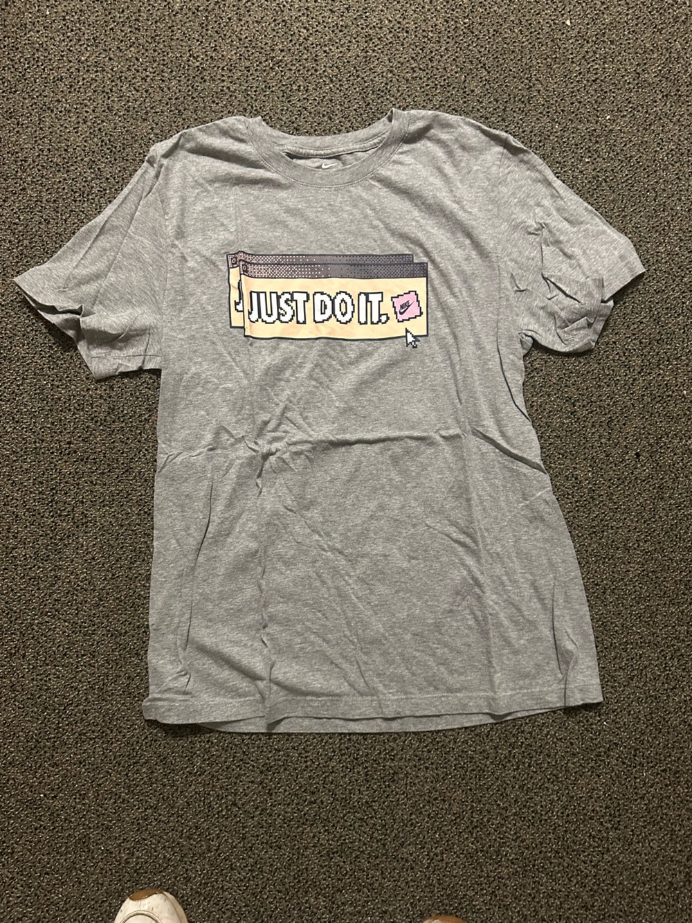 Nike Light Gray Short Sleeve Tee with Yellow and Pink Graphic